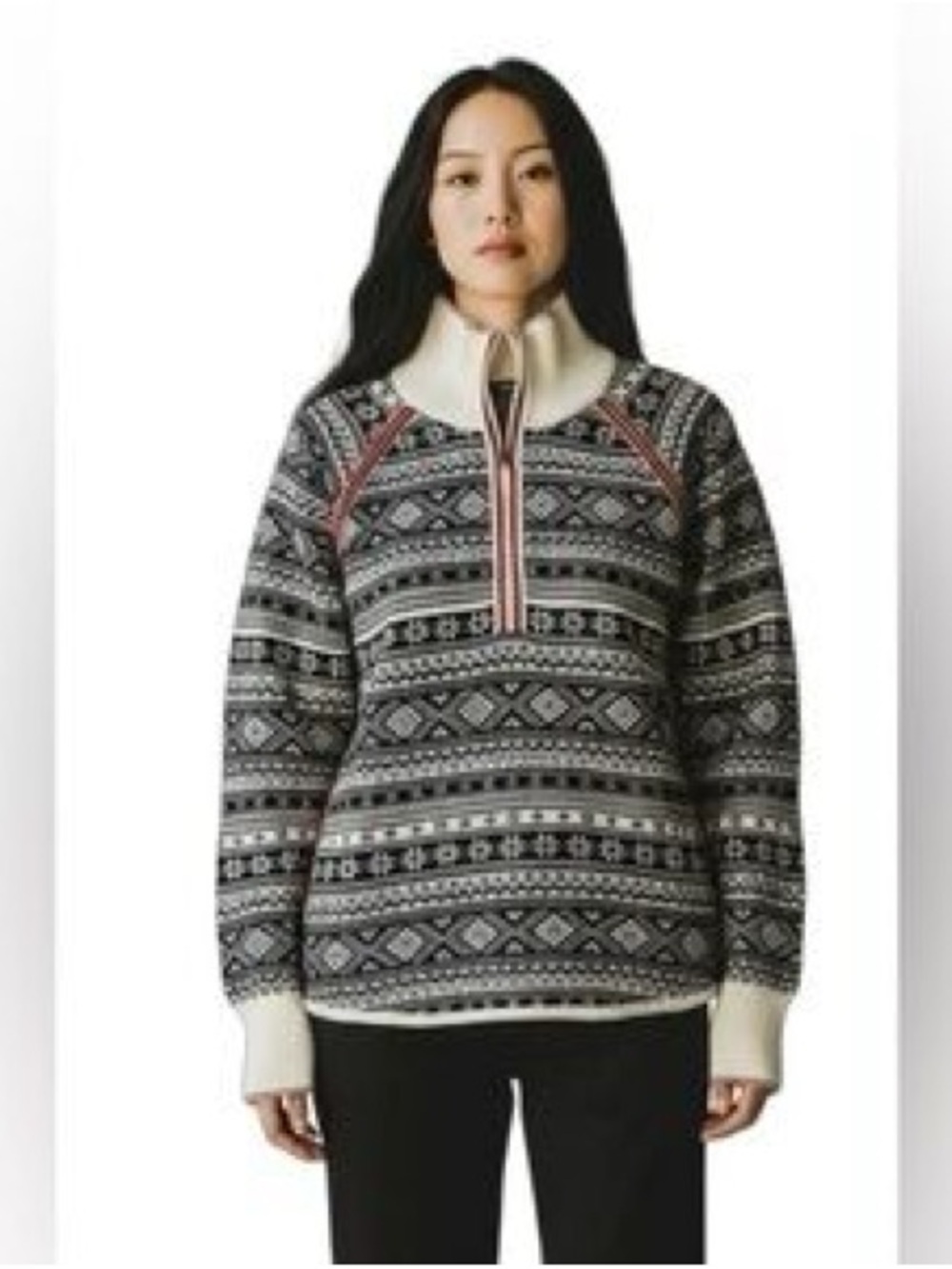 Eddie Bauer Quarter-Zip Snowflake Winter Sweater | Size Large
